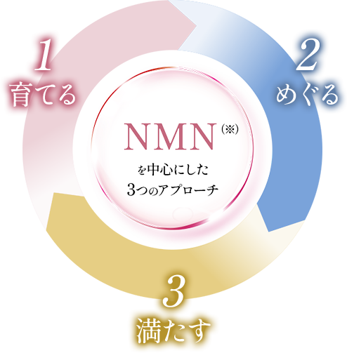 NMNを中心にした3つのアプローチ（①育てる ②めぐる ③満たす）